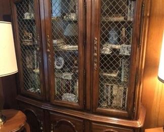 Large 3-door oak china cabinet by Drexel.