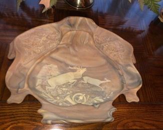 Beautiful Stag inlaid "Incolay Stone" desk tray