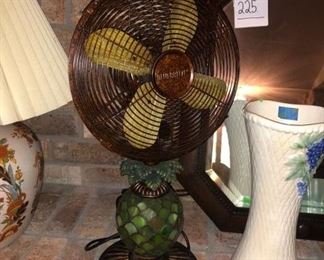 Stylish "Deco Breeze" fan on a Tiffany-styled base
