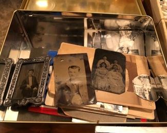 box of old photos and tin-types