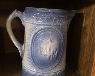 Antique blue salt glaze milk pitcher