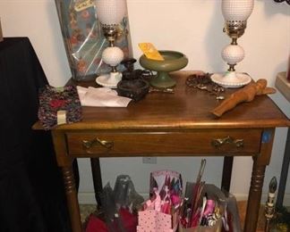 small antique desk and lamps