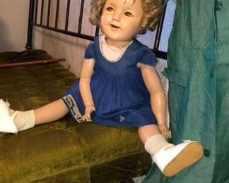 Vintage composition Shirley Temple doll. "Yes, I know. I'm not sitting lady-like!"