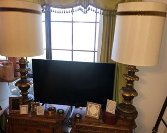 A pair of HEAVY mid century lamps