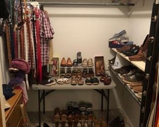 closet full of clothes and shoes