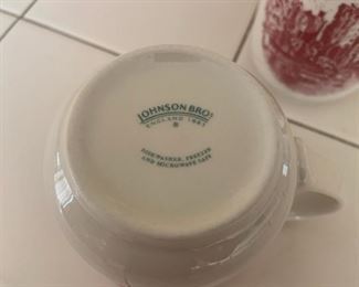 Johnson Brothers, Red & White China Serving Set