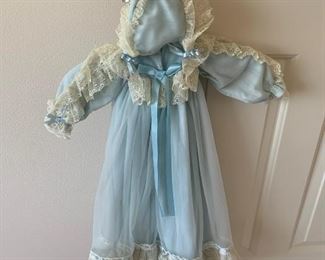 Vintage Blue Lace Young Girls Dress