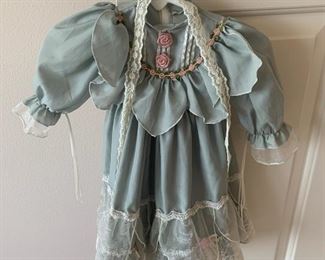 Vintage Blue Lace Young Girls Dress