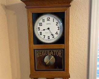 one of three vintage regulator wall clocks 