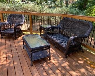 Resin Wicker Loveseat, Coffee Table & Chair