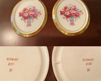 Set of 2 Hand Painted Small Plaques 2056 Porcelain Germany 