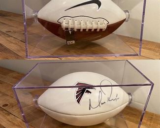 Signed Atlanta Falcons Football in Display Case