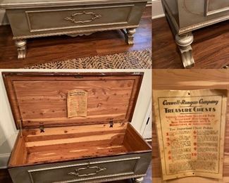 Vintage Silver Guilted Caswell-Runyan Co Treasure Chest - Cedar Chest