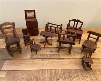 Vintage Miniature Wooden Doll Furniture 
