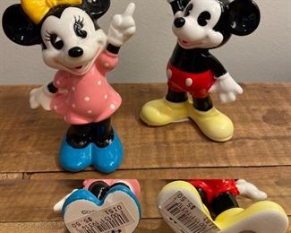 Vintage Japan Disney Ceramic Mickey & Minnie Figurines