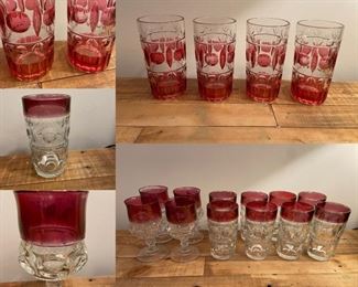 Mid-Century Indiana Ruby Red Flashed Colony Classique Ice Tea Tumblers- Set of 4