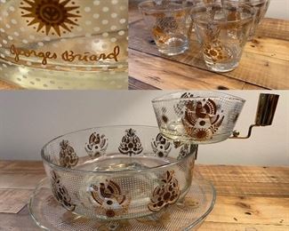 Vintage signed Georges Briard set of 6 High Balls 
Vintage signed Georges Briard Chip & Dip with candle holder & Platter
