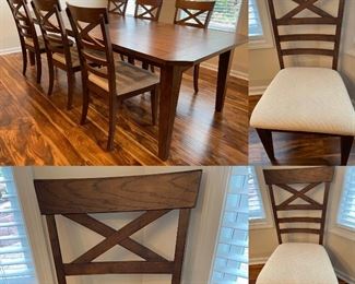 Large Farmhouse Style Table Solid Wood with 6 Chairs-Fits 8