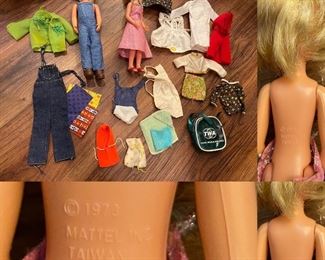 Vintage 1973 Mattel Taiwan Dolls & Clothing 