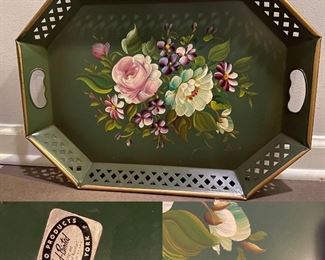 Vintage Nashco Products Hand Painted-Signed Toleware Tray
