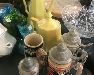 Beer Steins and teapots and other misc. glassware