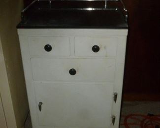 Another vintage medical office cabinet w/black marble top