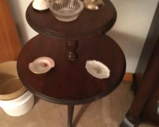 Double top round table & collectibles