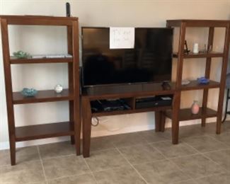 Entertainment/Media shelf.  3 separate pieces. TV is not for sale 