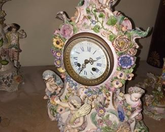 A DRESDEN PORCELAIN CLOCK 