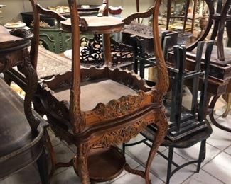 GORGEOUS WOODEN CARVED ANTIQUE SIDE TABLES. LOTS MORE IN STORE. 