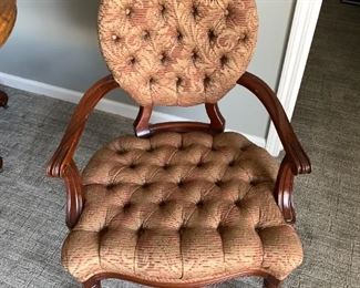 Mahogany Arm Chair Cameo Back Tufted upholstery