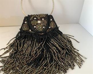 Contemporary Beaded Purse w metal Handle made 