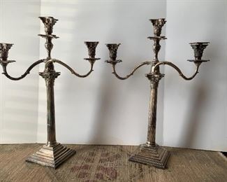 Pair Wm Rogers & Co silver plate candelabra with