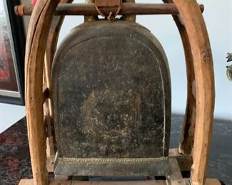 Buddhist muyu bell with clapper and gong in metal