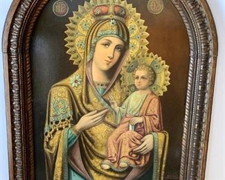 Religious art, Mary and Jesus, in heavy oak