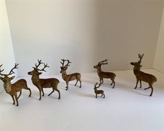 Vintage German Metal Reindeer Herd 5 in