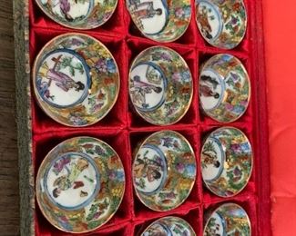 Boxed set 12 small oriental herb bowls; 1 1/2"