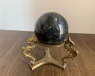 Marble Ball on Glass Dragon Brass Bass