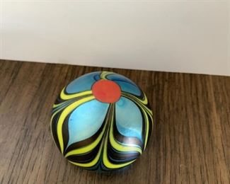 Lundberg signed paperweight; pulled feather