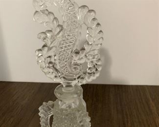 Vintage Glass Perfume Bottle Fancy Finial Lid 