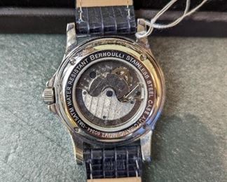 Bernoulli Stainless Steel Watch with Leather Wristband