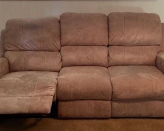 04 Reclining Sofa Tan Faux Suede