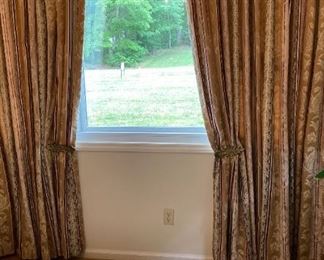Lined Curtain Panels With Rod And Tie Backs