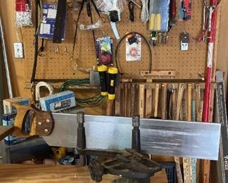 Vintage Mitre Saw With Tools And Wire