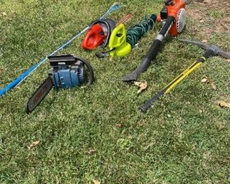 Yard Hand And Power Tools With 7 Gas Cans