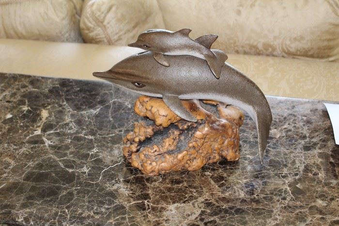 Dolphin mounted sculpture