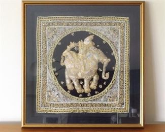 Framed Hindu Pillow with Sequins Art