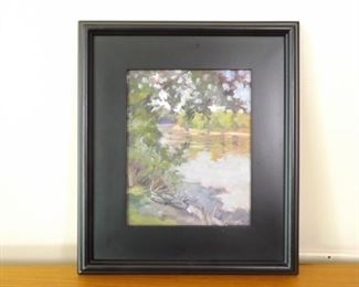 Framed Signed M. McIntosh Oil On Canvas of a River Shore
