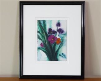Framed Michael Daly Watercolor of a Flower