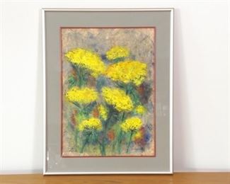 Framed Personalized to Ms. Manning Signed Art of Yellow Flowers